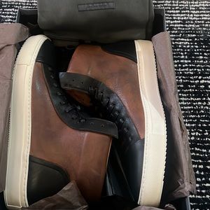 Brand new John Varvatos 10 1/2 men’s read raw edge, high top sneaker.